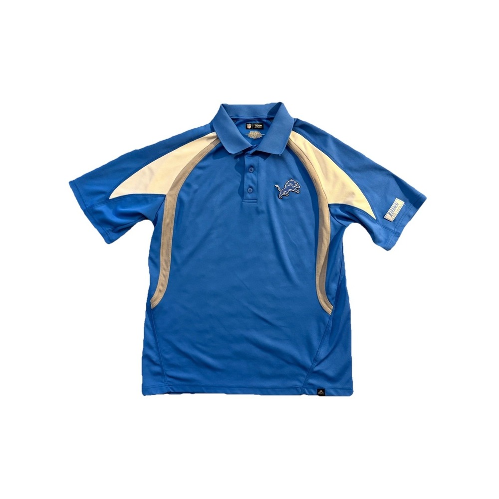 Detroit Lions Polo Shirt Mens Large Blue NFL Team Apparel Performance READ